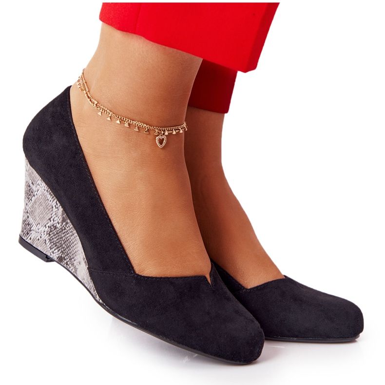 Pumps On Wedge Sergio Leone PB767 Snake Black negru