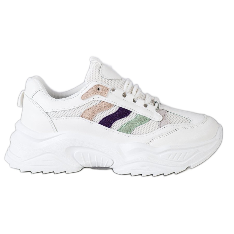 SHELOVET Adidași cu dungi colorate alb