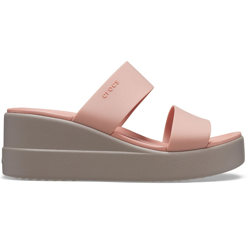 Papuci de baie Crocs Brooklyn Mid Wedge Pink-Beige 206219 6RL roz