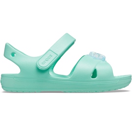 Sandale pentru copii Crocs Classic Cross Strap Charm mint 206947 3U3 verde