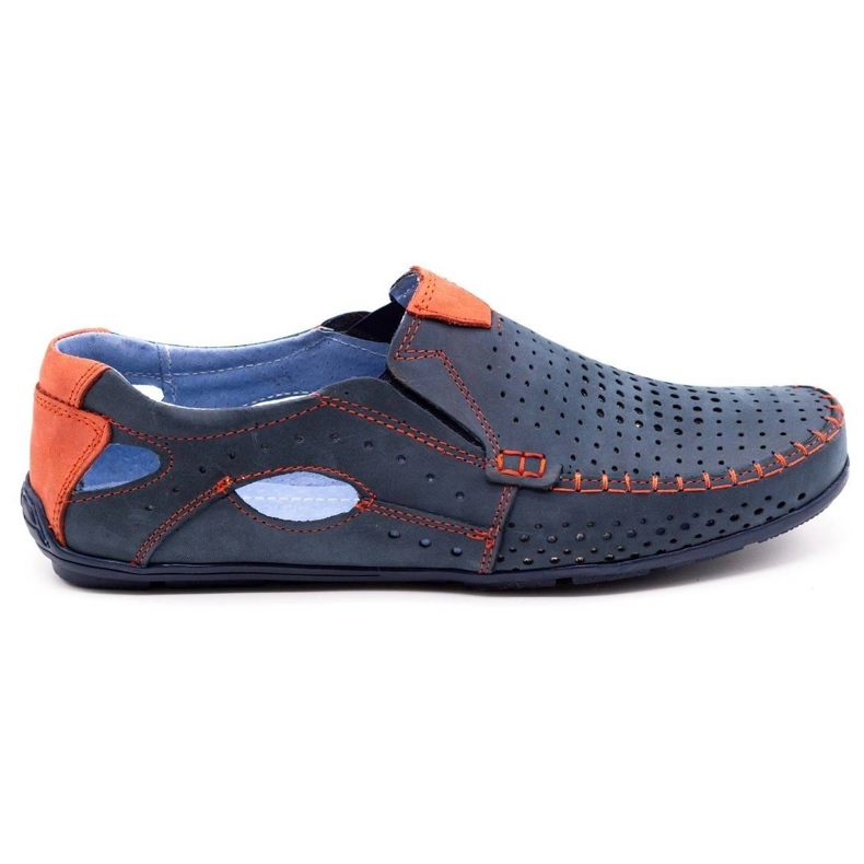 Olivier Pantofi bărbați mocasini 901 vara bleumarin cu roșu multicolor