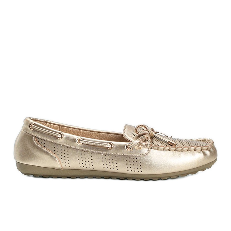 Mocasini ajurati din piele ecologică Golden Esther de aur
