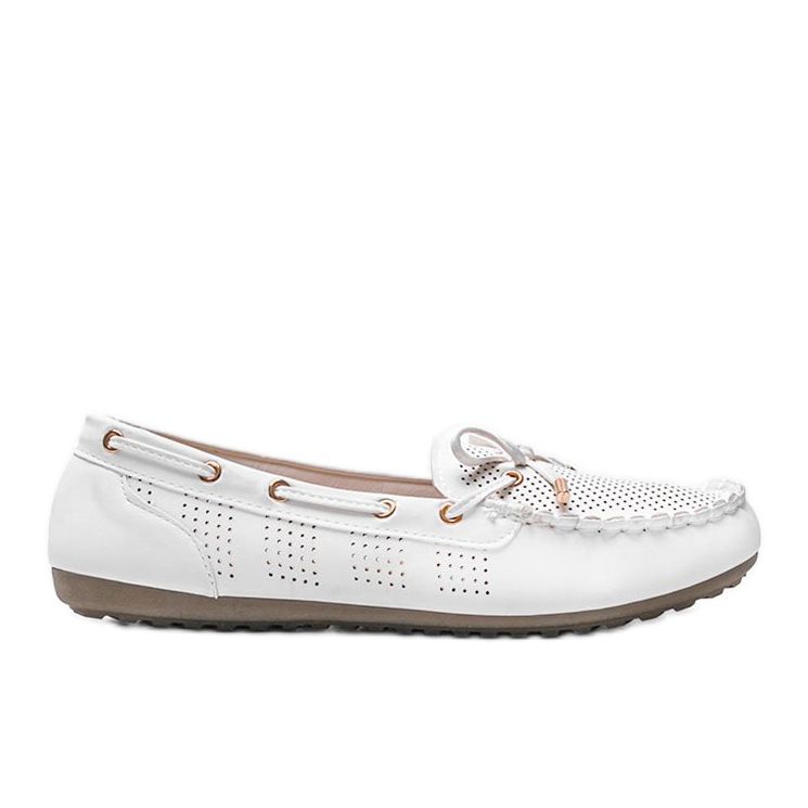 Mocasini albi din piele ecologică, ajurată Esther Mocasini albi din piele ecologică, ajurată Esther