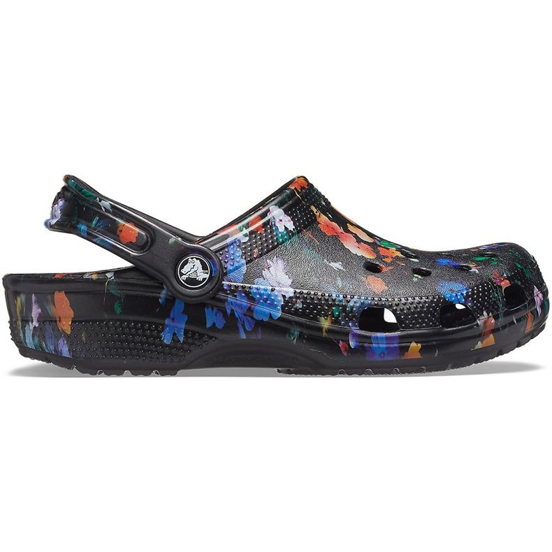 Sabot Crocs pentru femei, clasic, cu imprimeu floral, de culoare neagră, 206376 0C4 negru multicolor