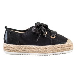 Mannika Espadrile cu legătură decorativă negru Mannika Espadrile cu legătură decorativă negru