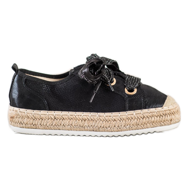 Mannika Espadrile cu legătură decorativă negru Mannika Espadrile cu legătură decorativă negru