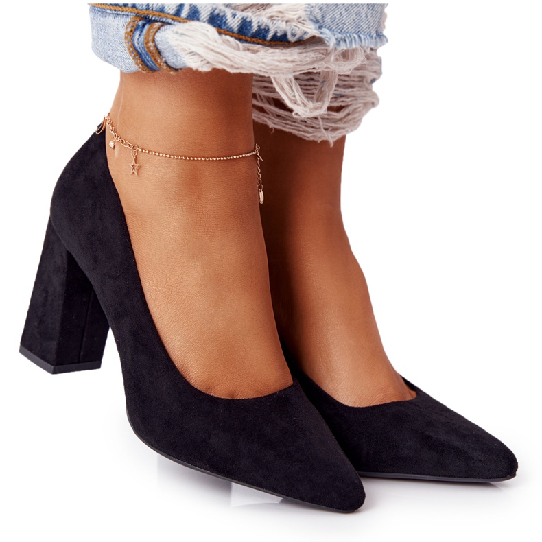 Pompe din piele de căprioară pe o bară Sergio Leone PB216 Negru