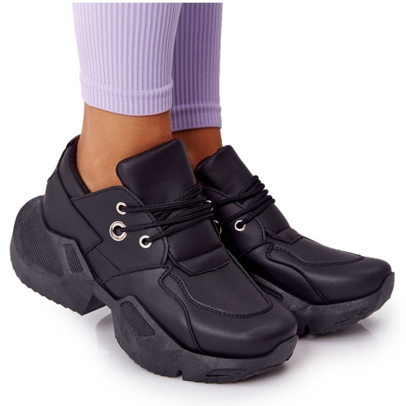 PS1 Adidași de damă pe o talpă neagră și masivă negru