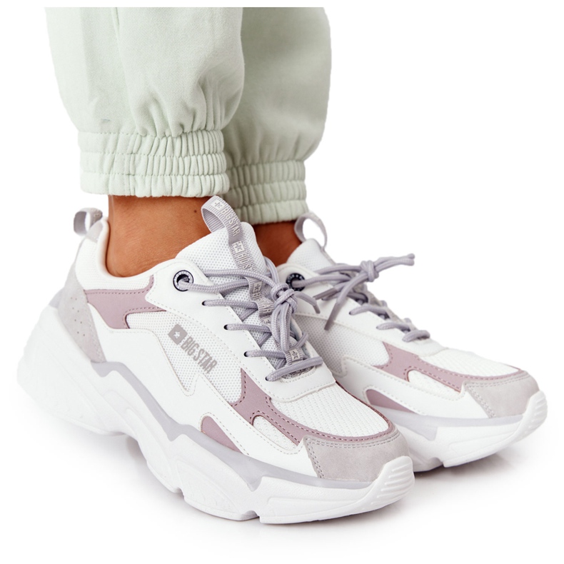 Încălțăminte sport pentru femei Foam de memorie Big Star HH274255 Alb-Violet gri Încălțăminte sport pentru femei Foam de memorie Big Star HH274255 Alb-Violet gri