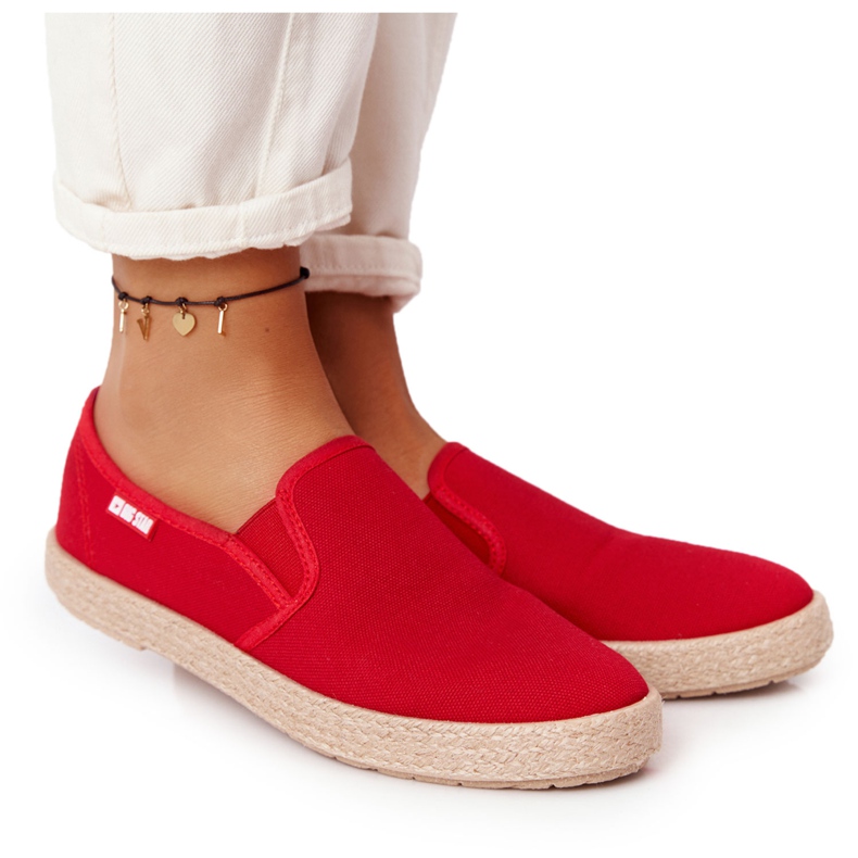 Espadrile roșii pe talpă împletită Big Star DD274018 roșu