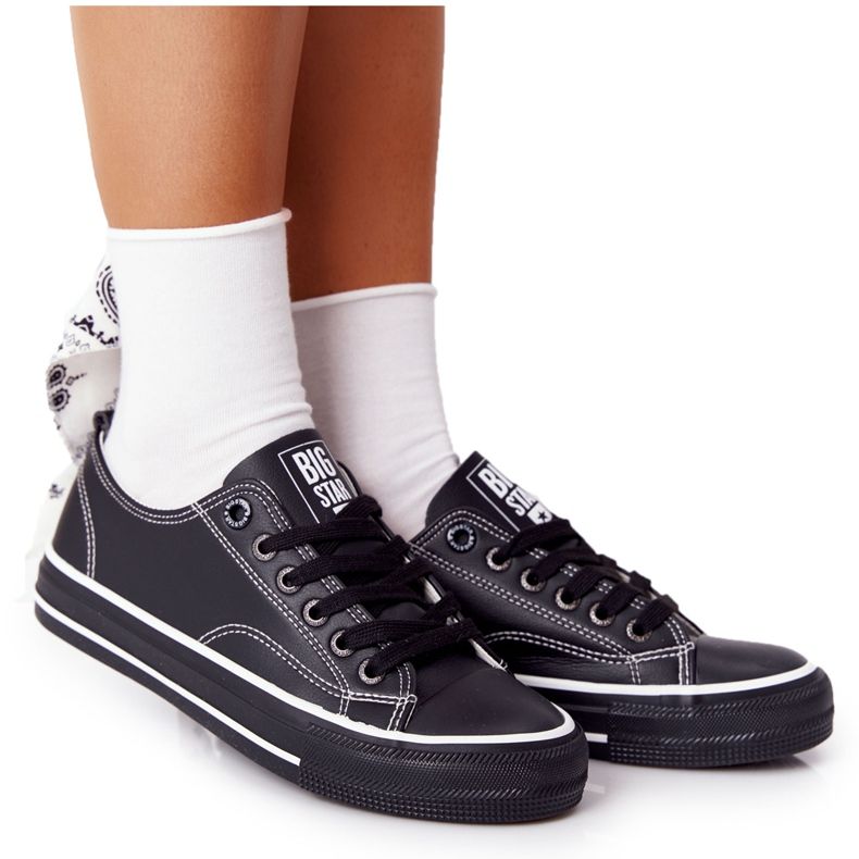 Adidași din piele pentru femei Big Star HH274145 Negru