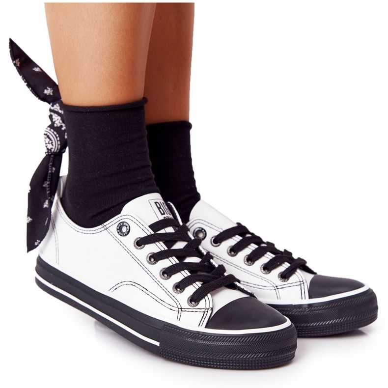 Adidași din piele pentru femei Big Star HH274147 Alb și negru