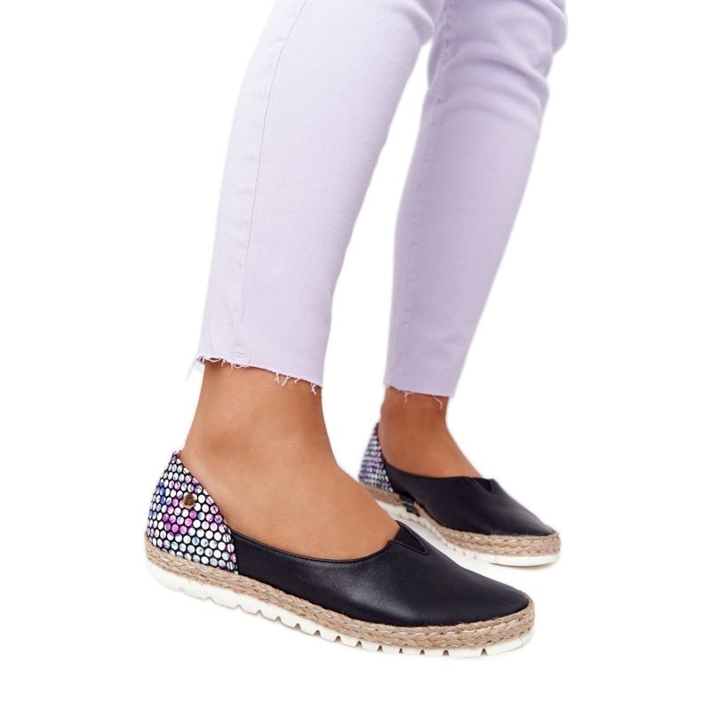 Maciejka 05056-01 Balerini din piele neagră negru multicolor