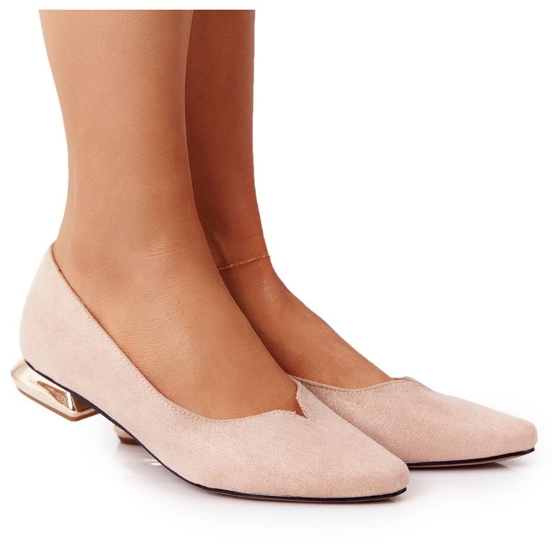 Mocasini pe tocuri de aur Vinceza 21-10601 Bej