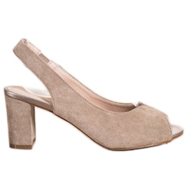 Evento Sandale din piele de căprioară pe o bară bej