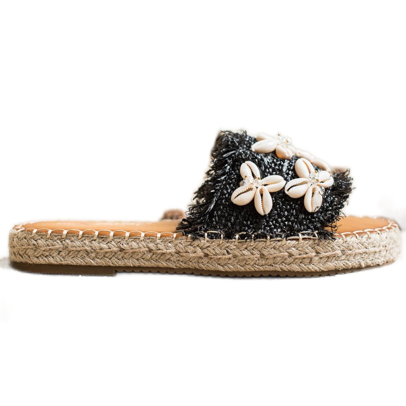 Seastar Espadrile, flip flops împletite cu cochilii bej negru Seastar Espadrile, flip flops împletite cu cochilii bej negru
