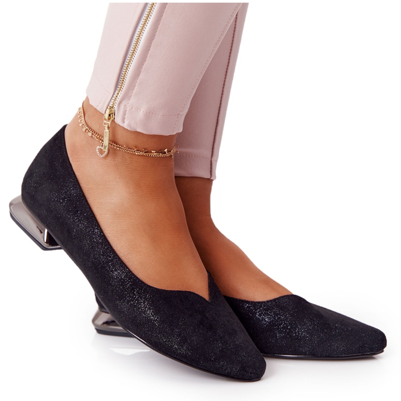 Balerini pe toc argintiu Vinceza 21-10601 Negru multicolor Balerini pe toc argintiu Vinceza 21-10601 Negru multicolor