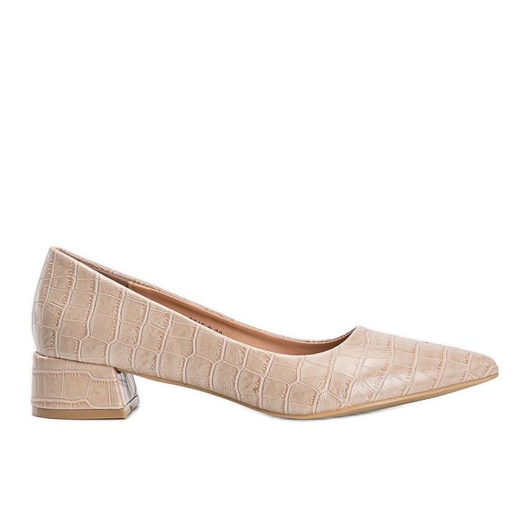 Pompele bej pe o cărămidă în modelul de piele de șarpe Hallie