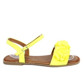 Sandale galbene pentru femei cu flori PA-370 Galben Sandale galbene pentru femei cu flori PA-370 Galben