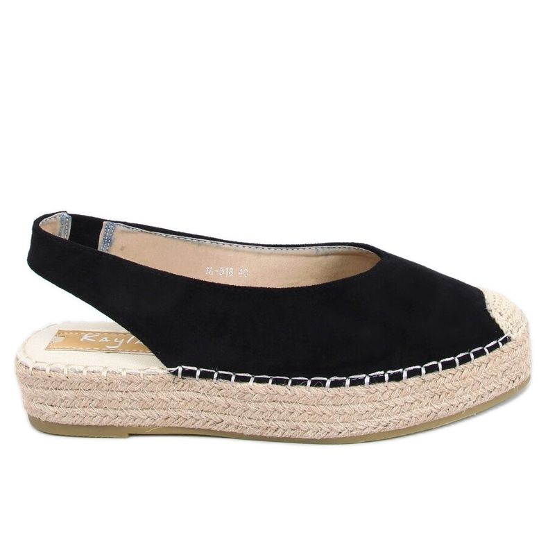 Espadrile negre M-518 negre cu toc deschis negru Espadrile negre M-518 negre cu toc deschis negru