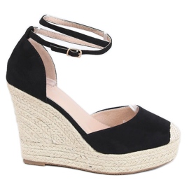 Espadrile negre pe toc cu toc 3010 Negru