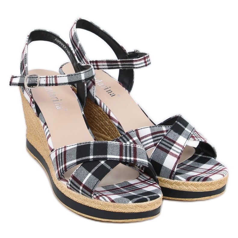 Sandale negre cu carouri negre A89937 Negre negru