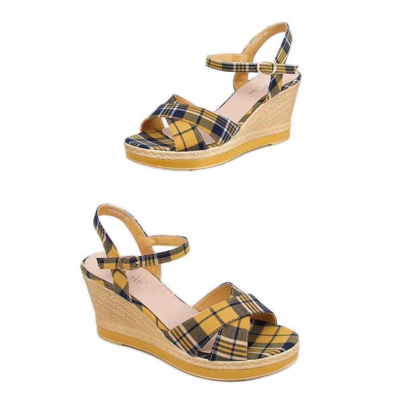 Sandale galben cu carouri A89937 Galben