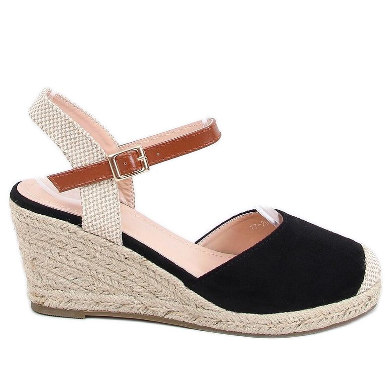 Espadrile negre pe pene 77-206 Negre bej maro negru Espadrile negre pe pene 77-206 Negre bej maro negru