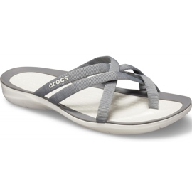 Pantofi Crocs pentru femei Swiftwater Webbing Flip W Grey deschis 205479 oct. gri