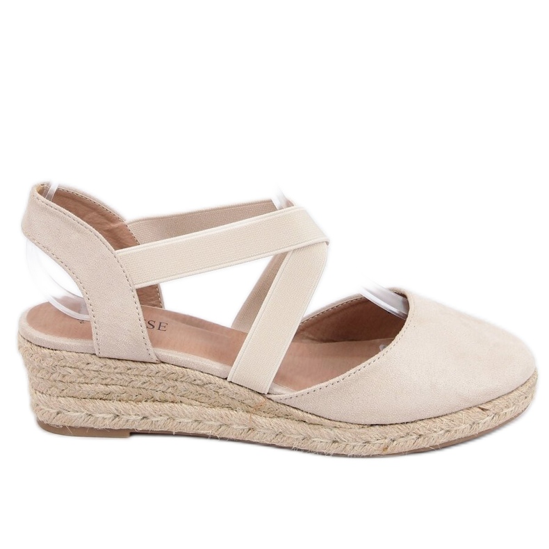 Espadrile pe o pană mică bej 9R65 Bej Espadrile pe o pană mică bej 9R65 Bej