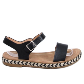 TH005 Sandale espadrile negre negru