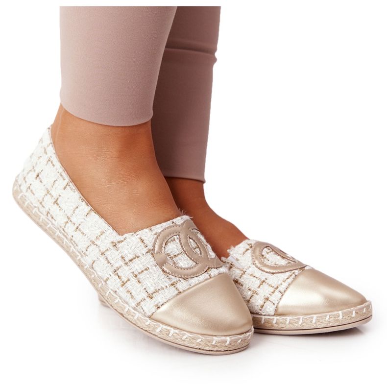 EVE Espadrile de aur elegante pentru femei Be My Love bej