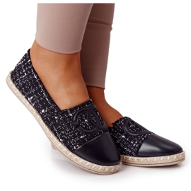 EVE Espadrile negre elegante pentru femei Be My Love bej negru