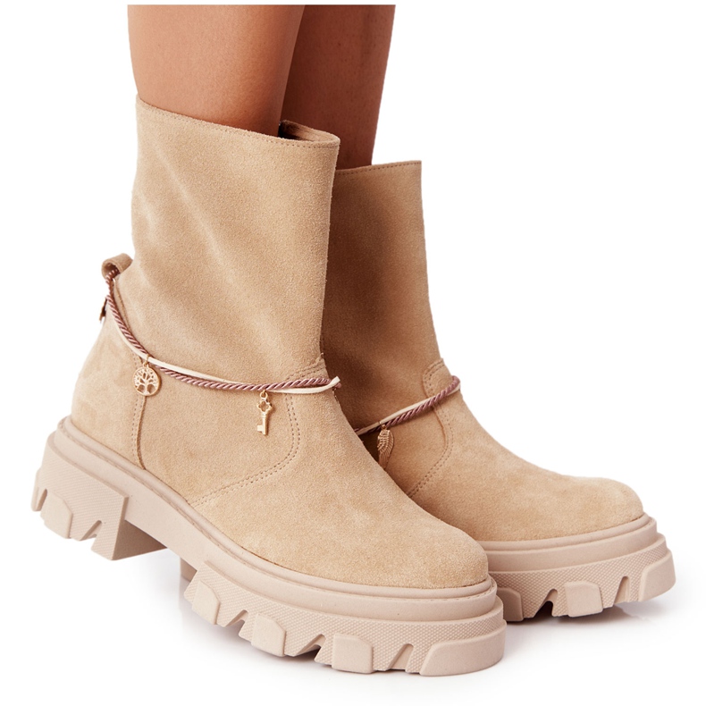 Lewski Shoes Cizme din piele de căprioară Lucrări Lewski Pantofi 3006-0 Nisip bej multicolor