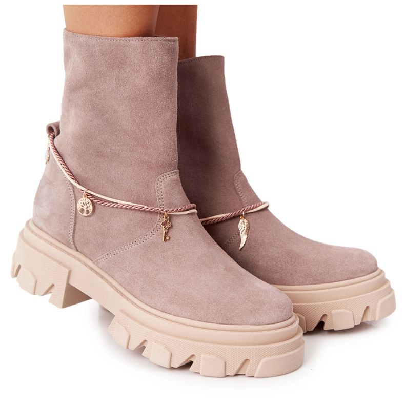 Lewski Shoes Cizme din piele de căprioară Lucrări Lewski Pantofi 3006-0 Bej