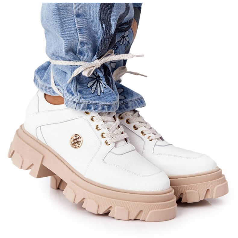 Lewski Shoes Pantofi din piele Oxfords Lewski 3011-0 Alb