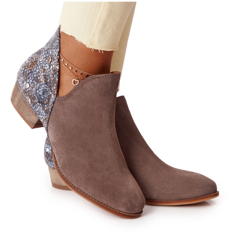 Cizme de piele pentru femei Maciejka Dark Beige 04091-65 bej