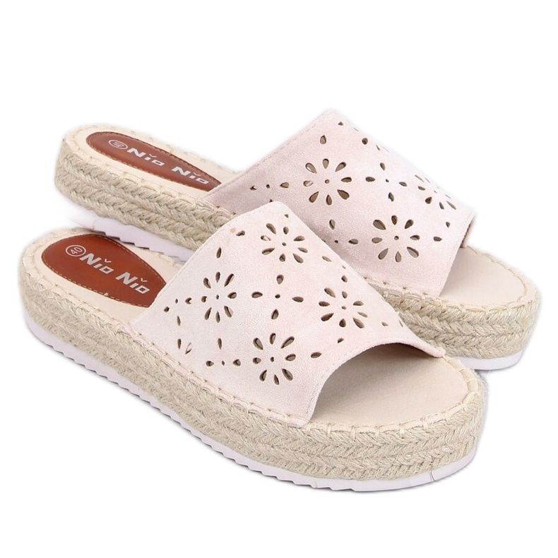 Espadrile cu papuci ajurati bej 99-62A Bej Espadrile cu papuci ajurati bej 99-62A Bej