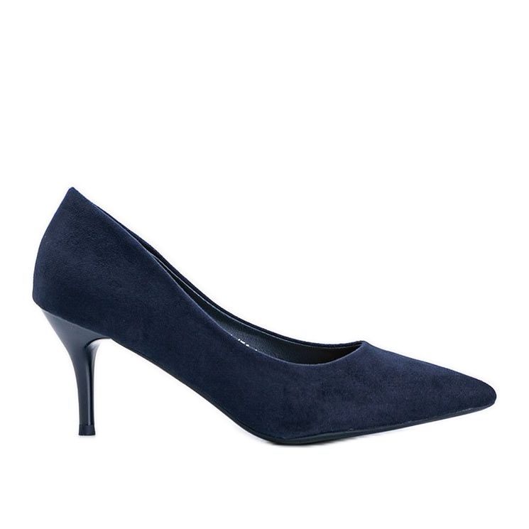 Pompă de culoare albastru marină pe toc stiletto realizat din piele ecologică Anissa