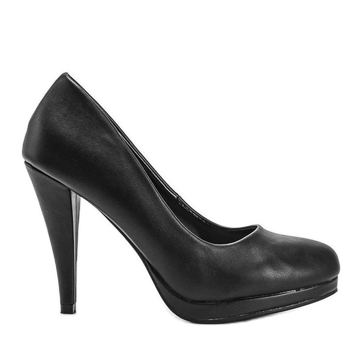 Pompele negre din piele ecologică pe platforma Liana negru