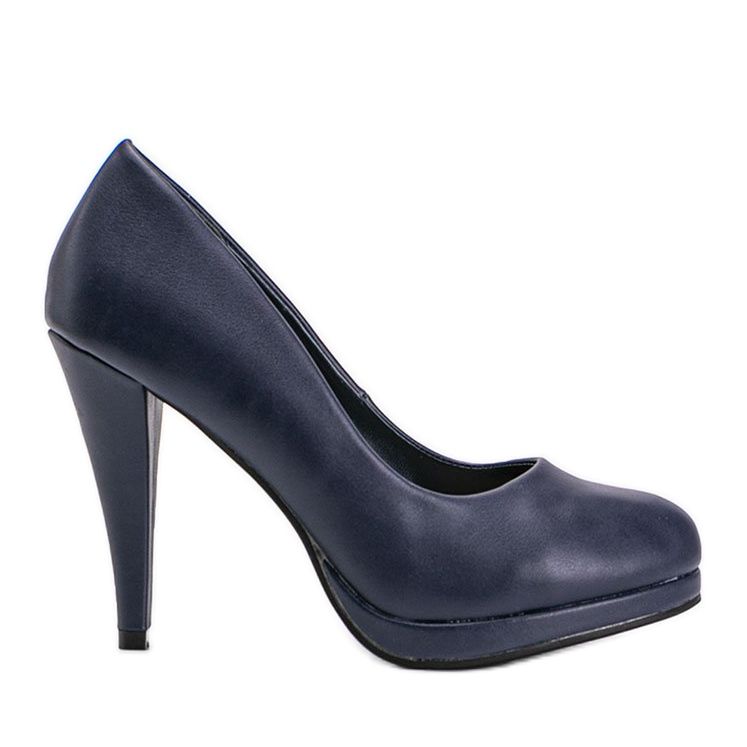 Pompe din piele ecologică bleumarin pe platforma Liana albastru