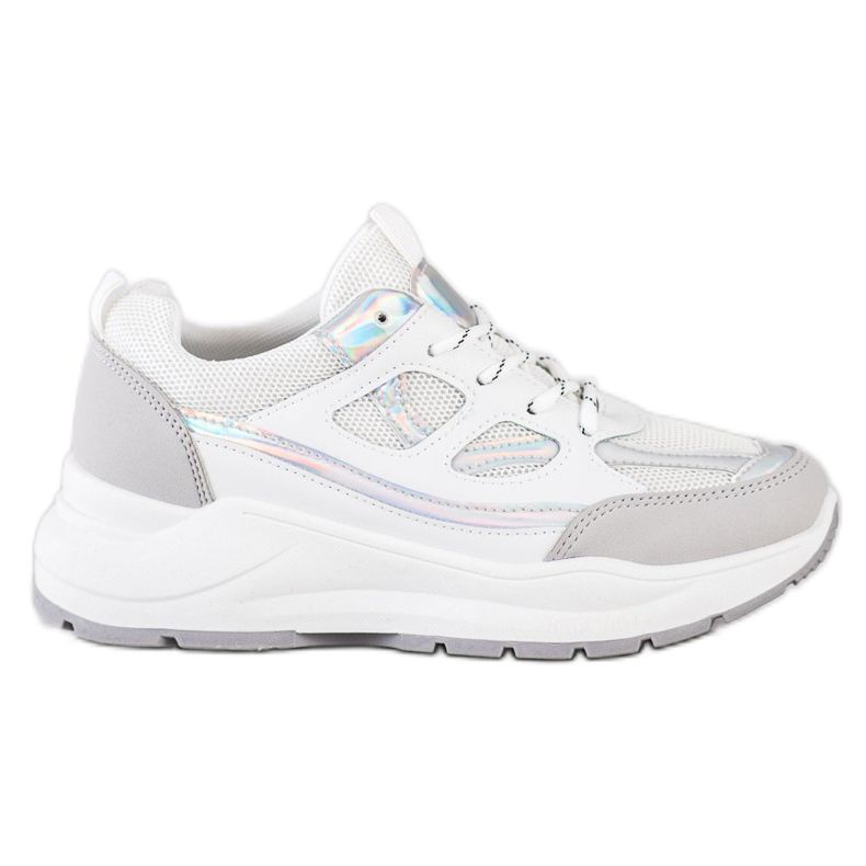 SHELOVET Adidași eleganți alb argint gri