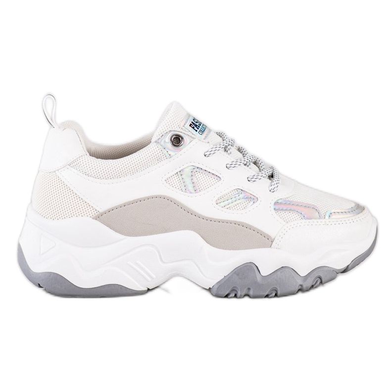 SHELOVET Adidași cu șireturi de modă alb gri