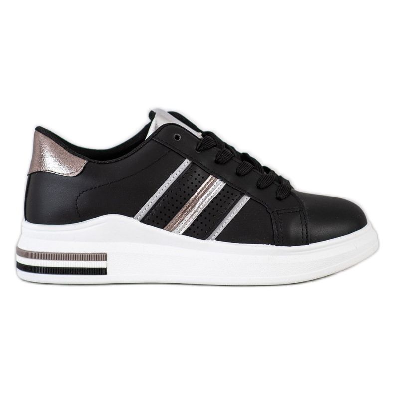 SHELOVET Pantofi sport negri casual negru argint