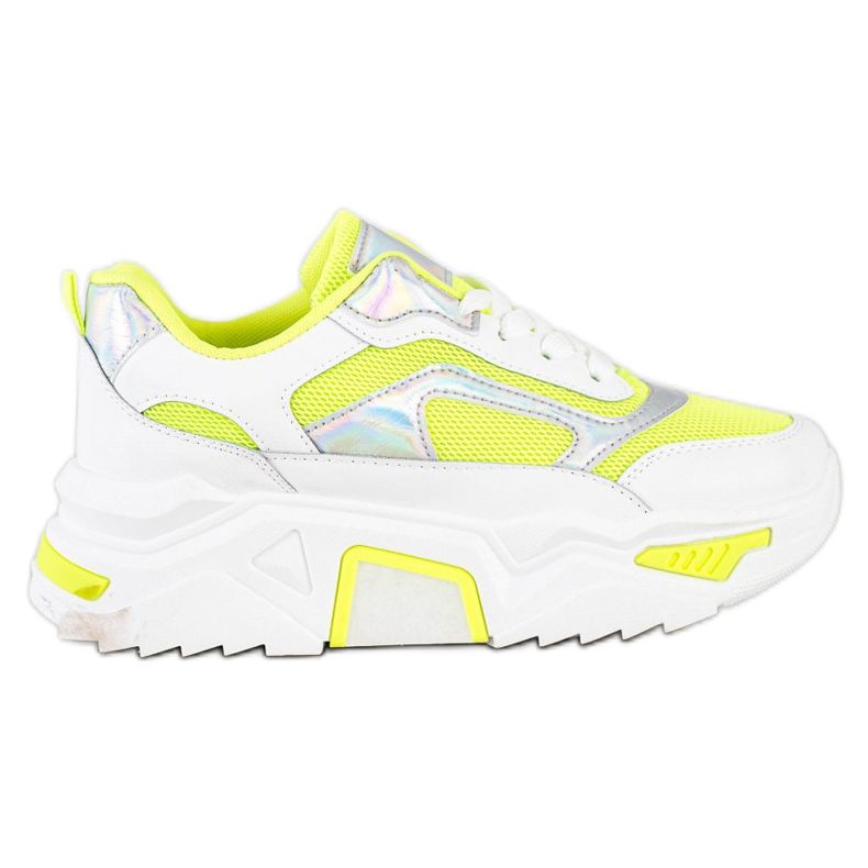 SHELOVET Adidași pe platformă cu plasă alb multicolor verde