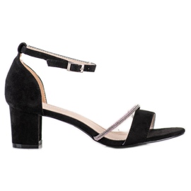 Goodin Sandale elegante cu zirconiu cubic negru argint Goodin Sandale elegante cu zirconiu cubic negru argint