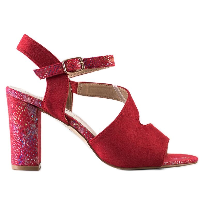 S. BARSKI Sandale cu toc decorativ S.BARSKI roșu argint
