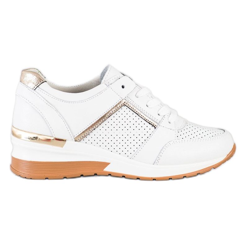 Goodin Adidași din piele albă de aur