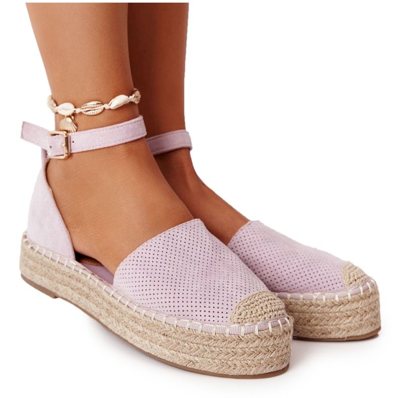 MSMG Espadrile pe platforma de paie Violet Bali