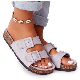 MSMG Papuci din piele intoarsa Jennifer Grey pe talpa de pluta gri